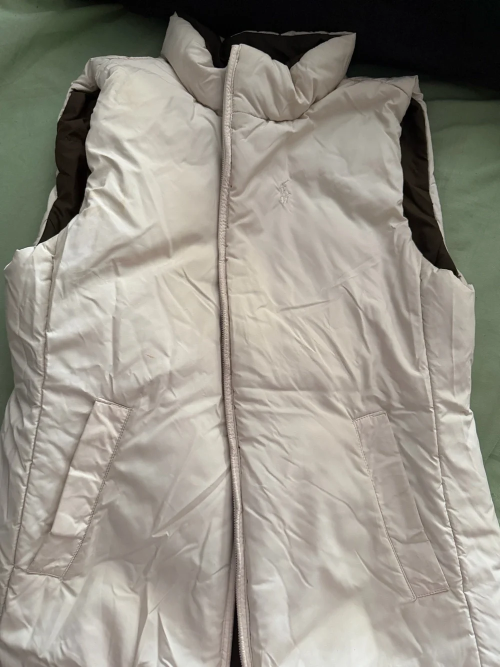 Ralph Lauren Reversible Kids Brown Puffer Jacket with White Pony Embroidery